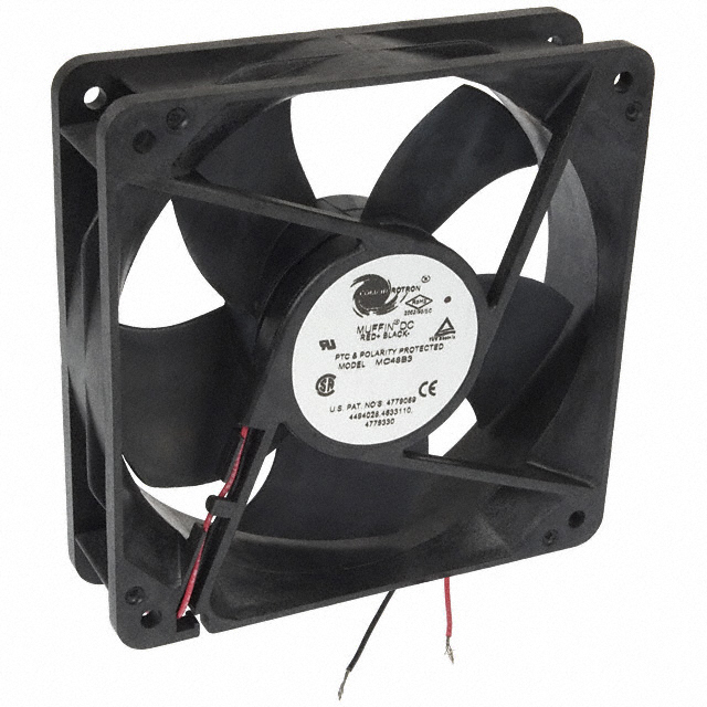 FAN DC 48V .4W 4.7X4.7X1.25 IN W/2WIRE 12"LONG